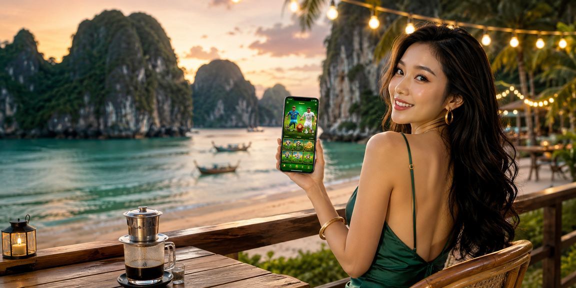Người dùng tại Ninh Bình uống cà phê và truy cập casino mobile k22 an toàn